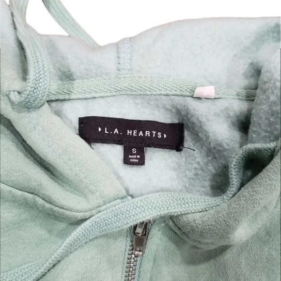 L.A. Hearts Mint Green Quarter Zip Hoodie Sweater S - Picture 4 of 4